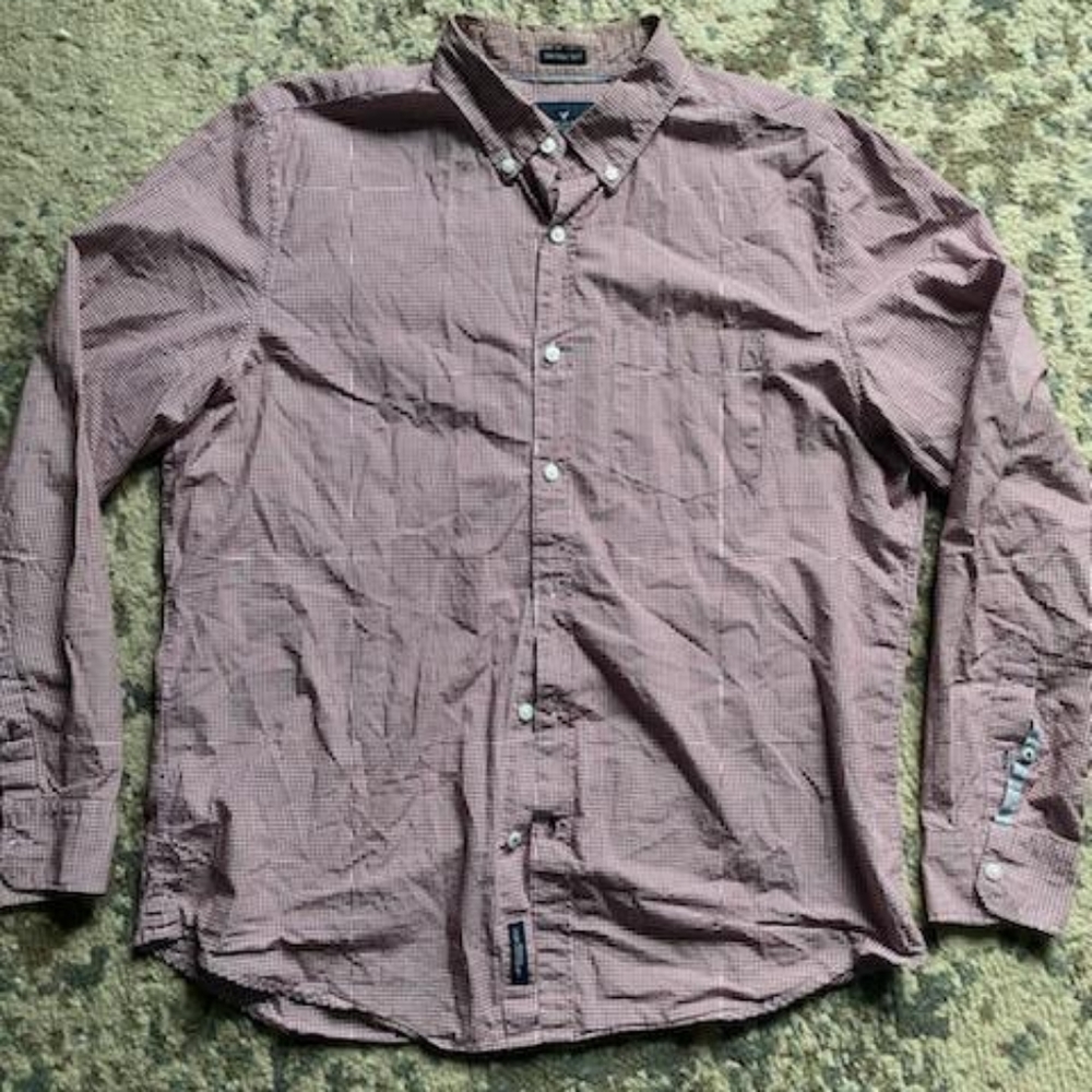 Maroon gingham button down